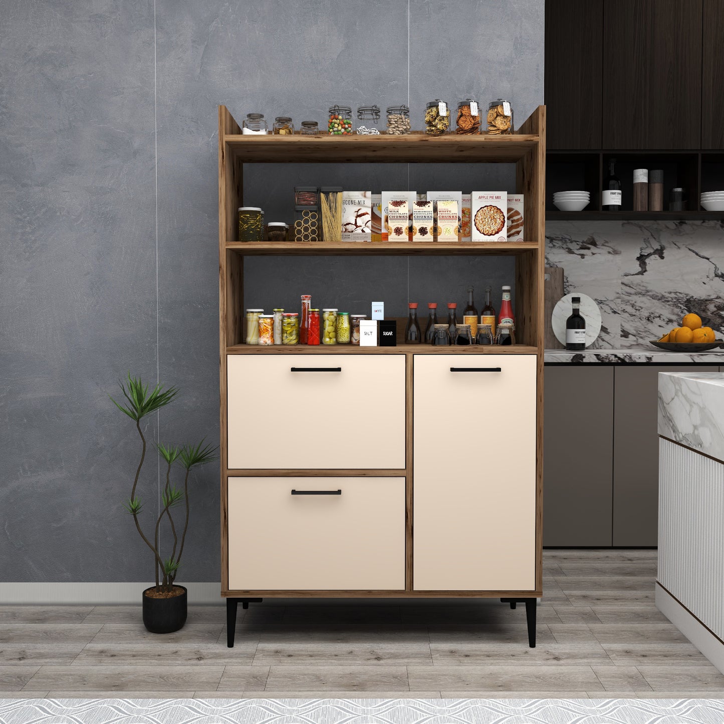 Caleb Kitchen Cabinet with Shelves