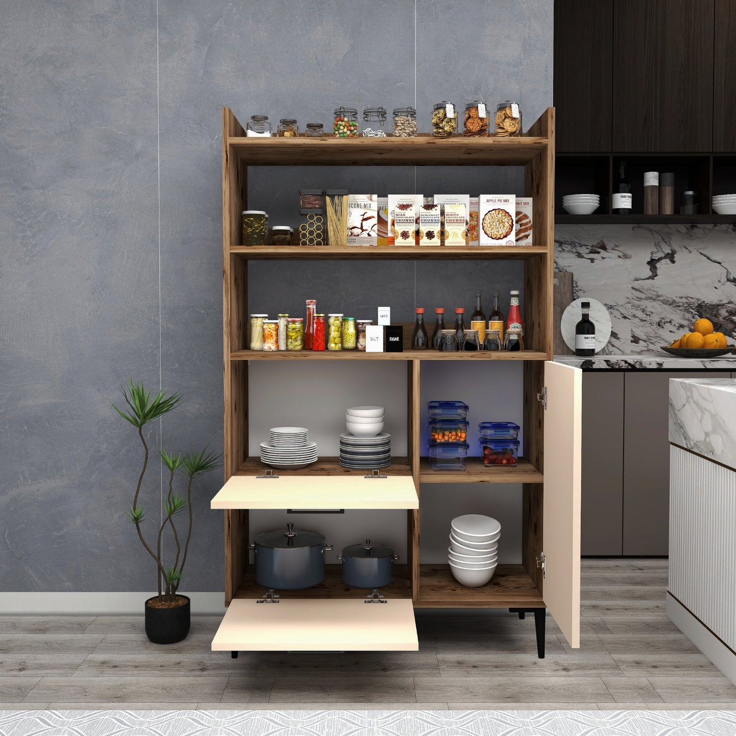 Caleb Kitchen Cabinet with Shelves