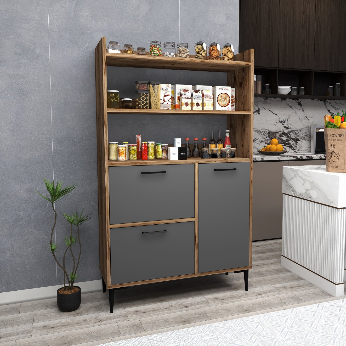 Caleb Kitchen Cabinet with Shelves