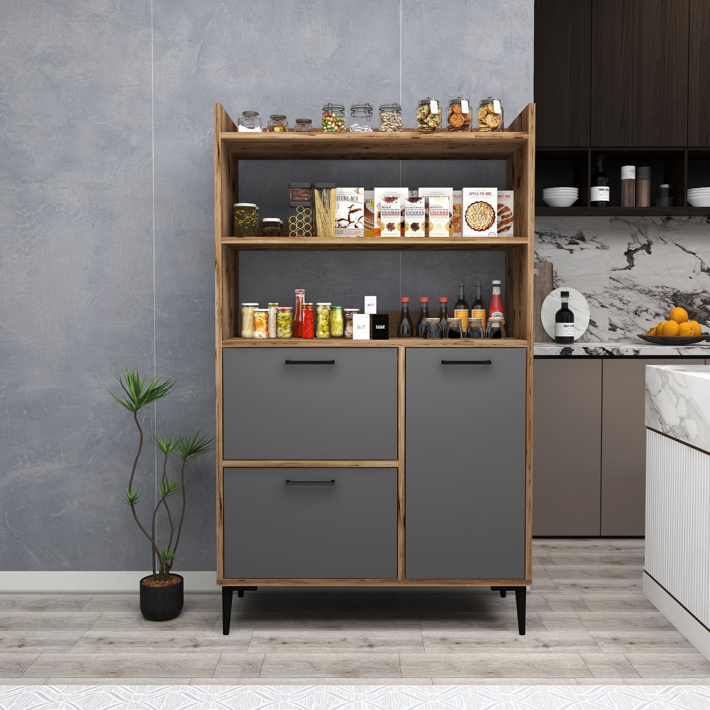 Caleb Kitchen Cabinet with Shelves