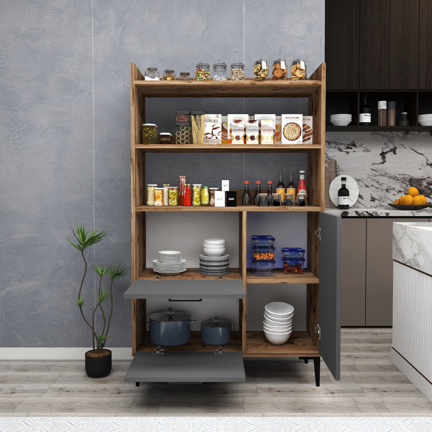Caleb Kitchen Cabinet with Shelves