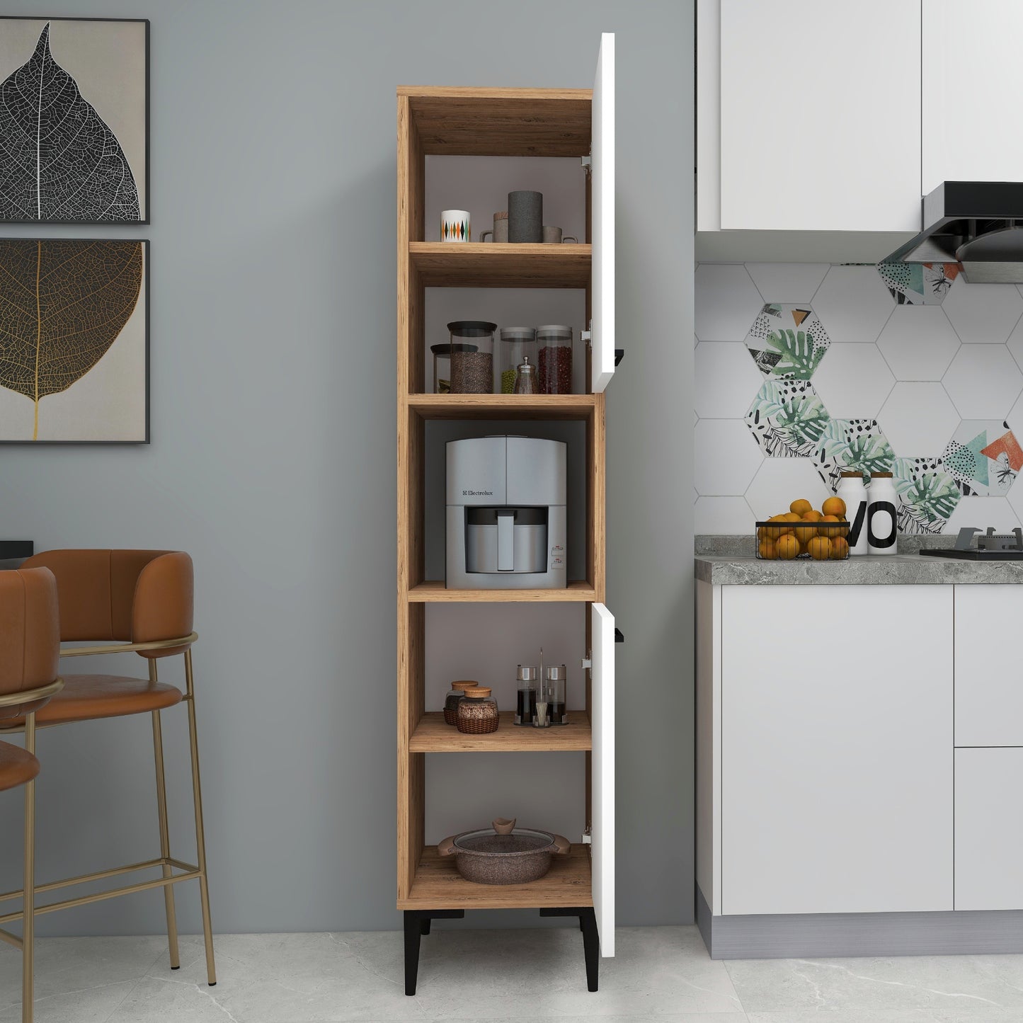 Armoire de cuisine Dale avec étagères