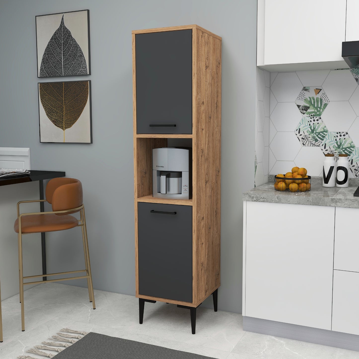 Armoire de cuisine Dale avec étagères