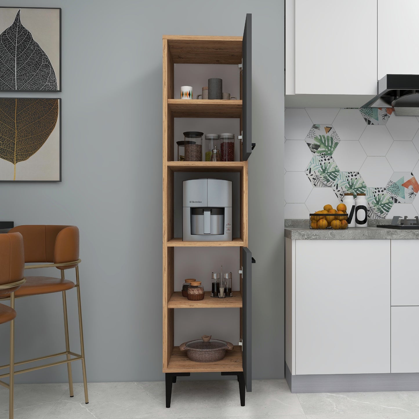 Armoire de cuisine Dale avec étagères