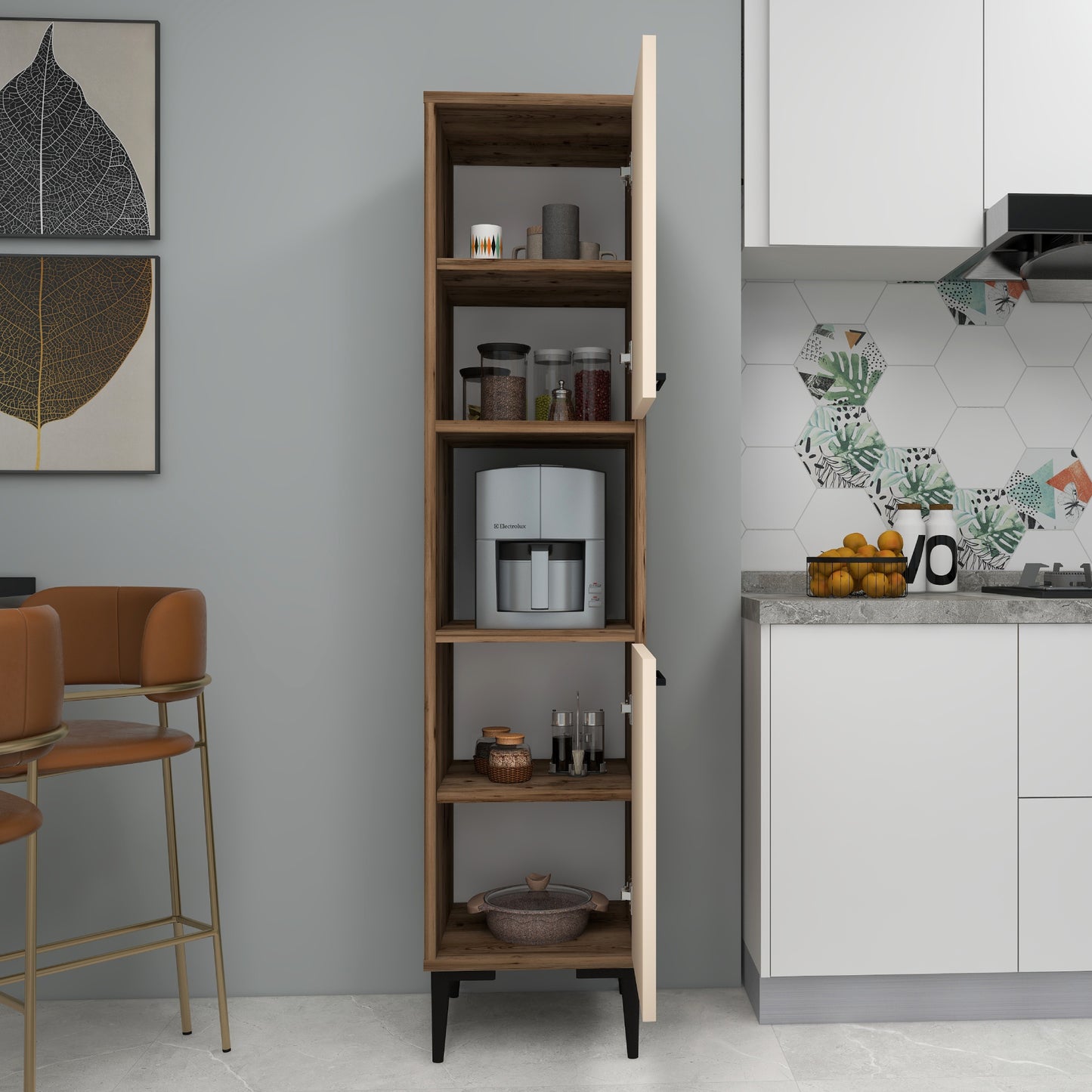 Armoire de cuisine Dale avec étagères
