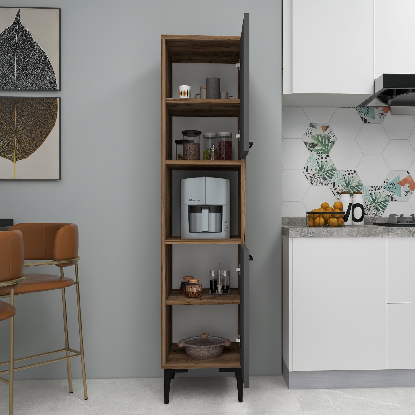 Armoire de cuisine Dale avec étagères