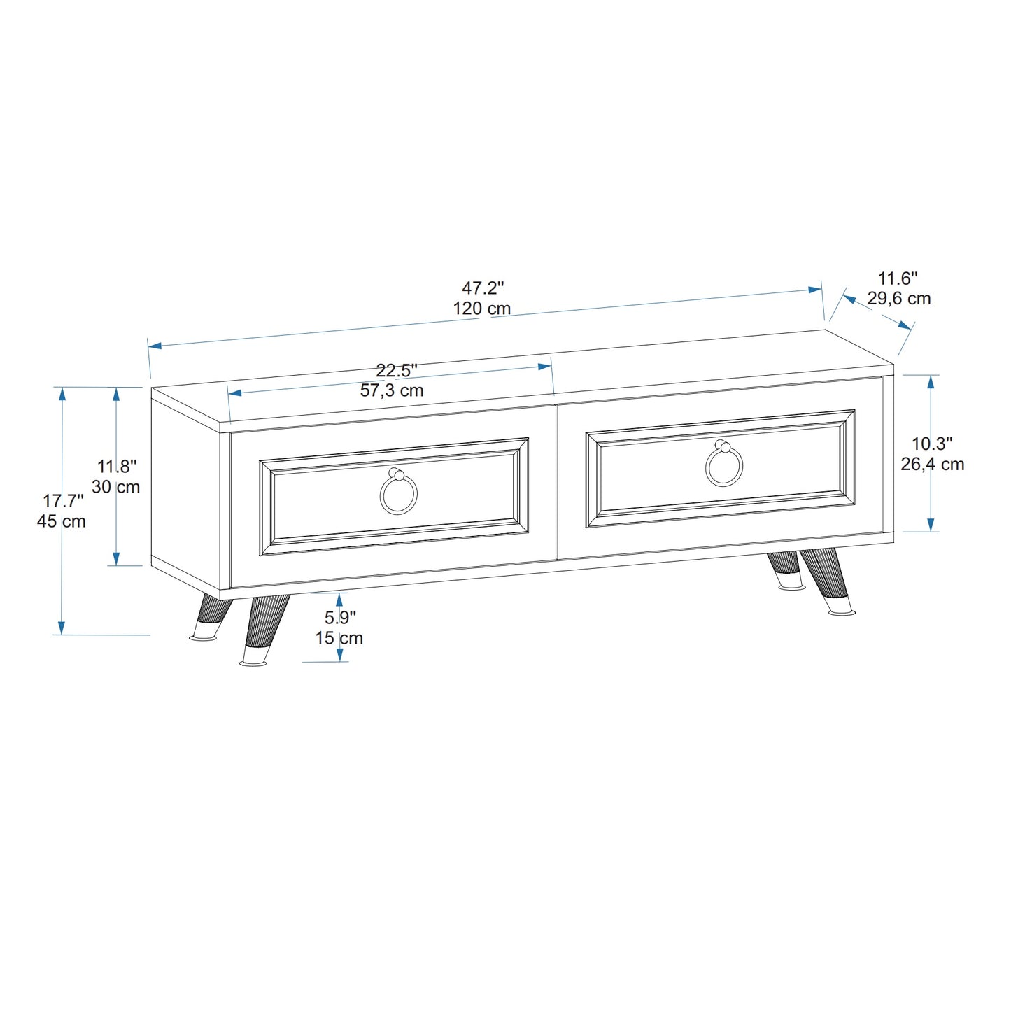 Esmera 120 cm Wide TV Stand and Media Console with Cabinets