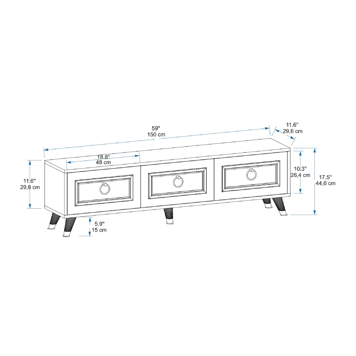 Esmera 150 cm Wide TV Stand and Media Console with Cabinets