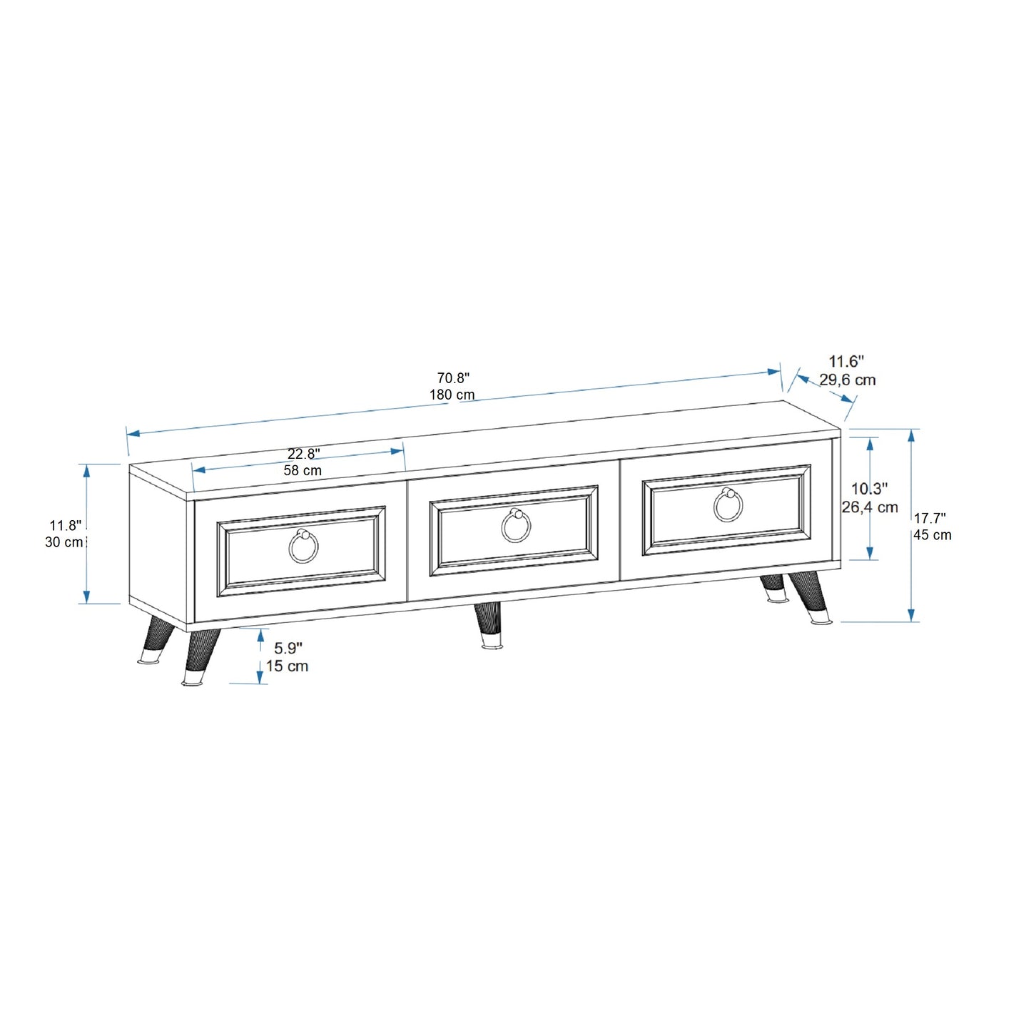 Esmera 180 cm Wide TV Stand and Media Console with Cabinets