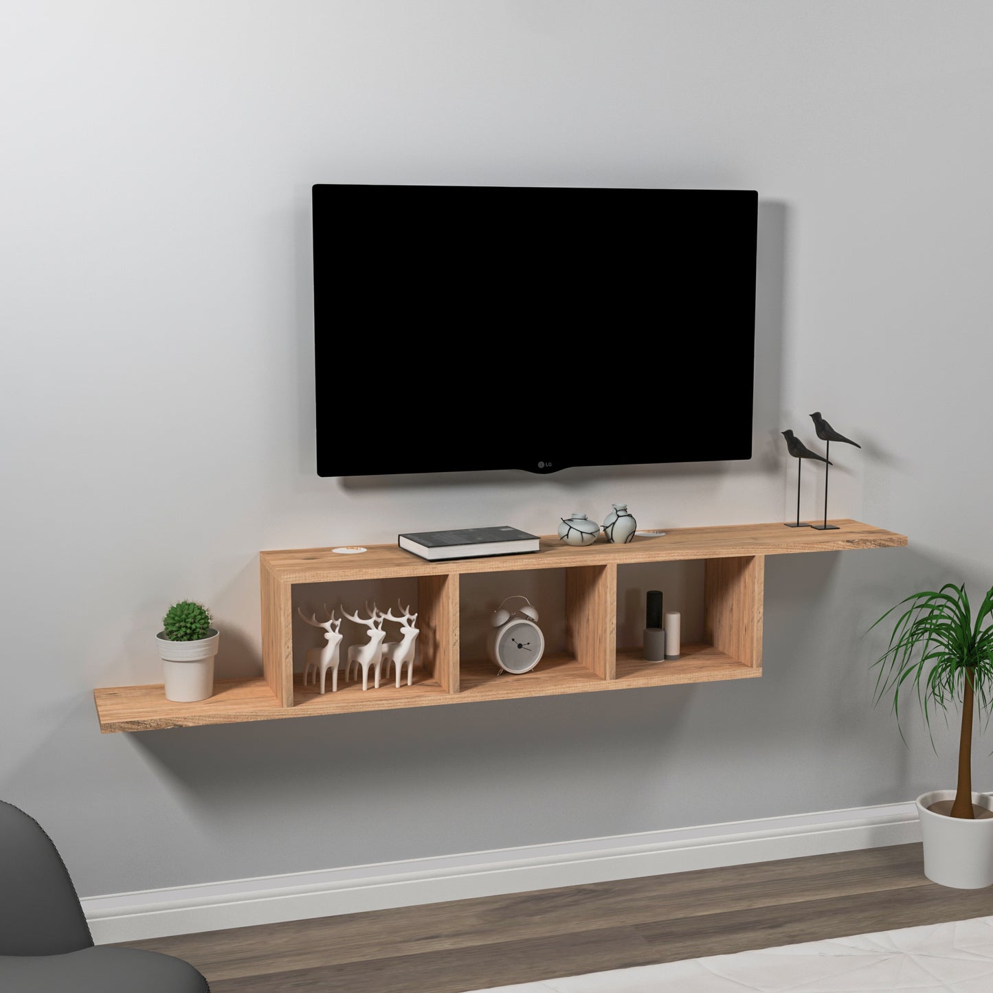 Harris Floating TV Stand with Shelves