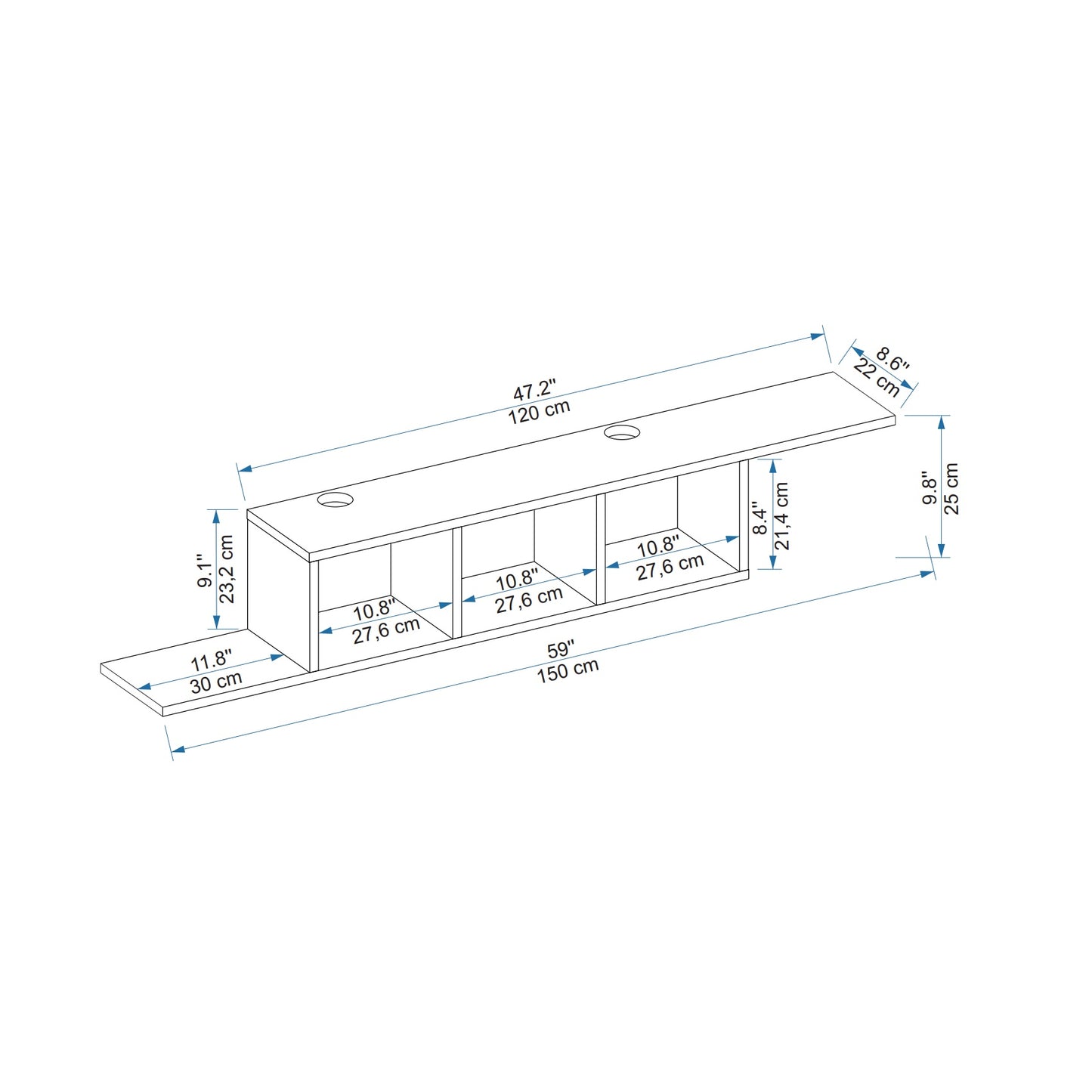 Harris Floating TV Stand with Shelves