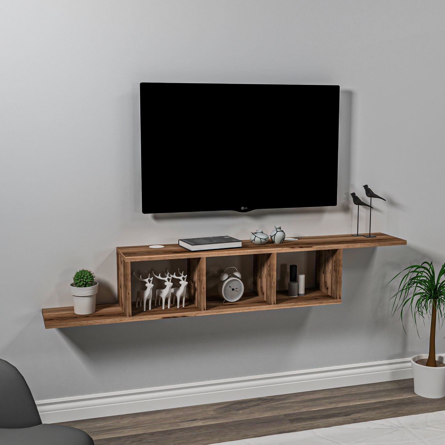 Harris Floating TV Stand with Shelves