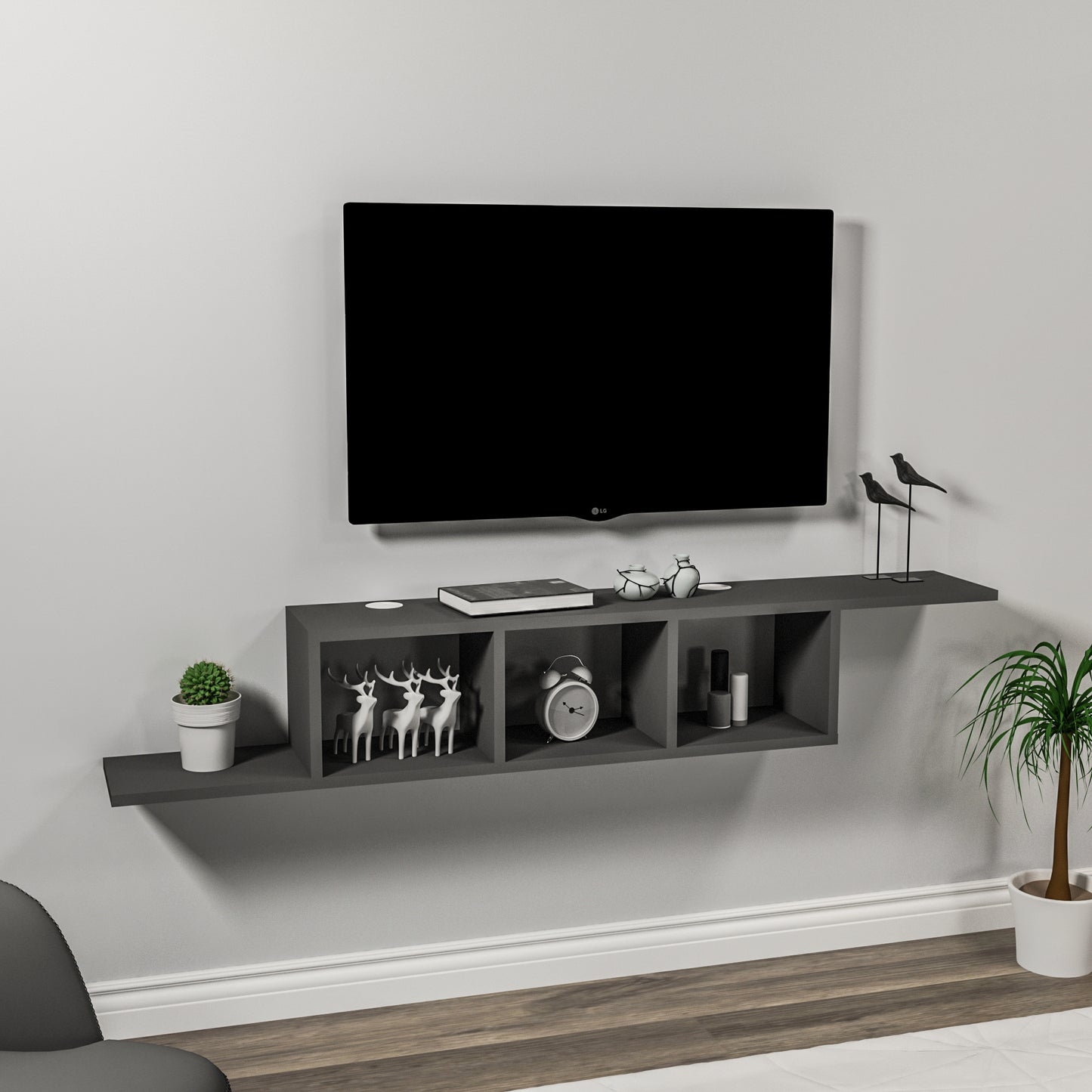 Harris Floating TV Stand with Shelves