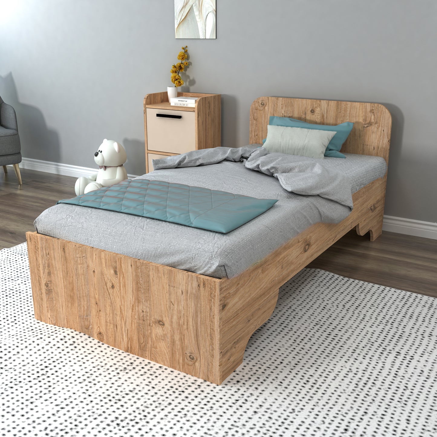 Lelia Bedstead Bed Frame with Headboard