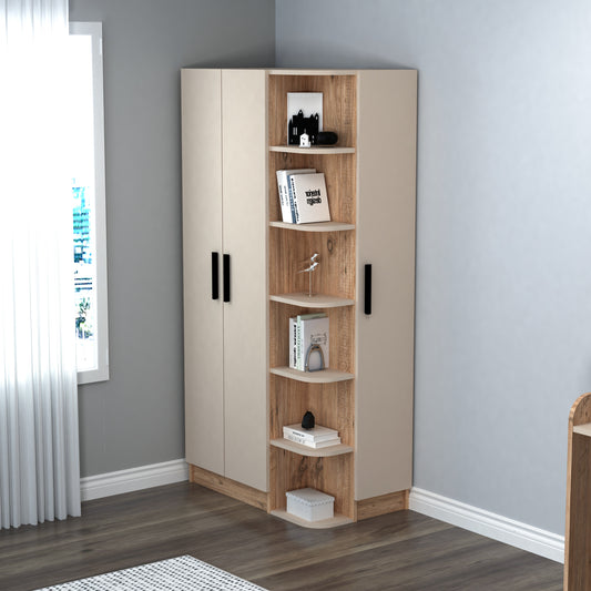 Lelia Compact Wardrobe with Cabinets and Shelves
