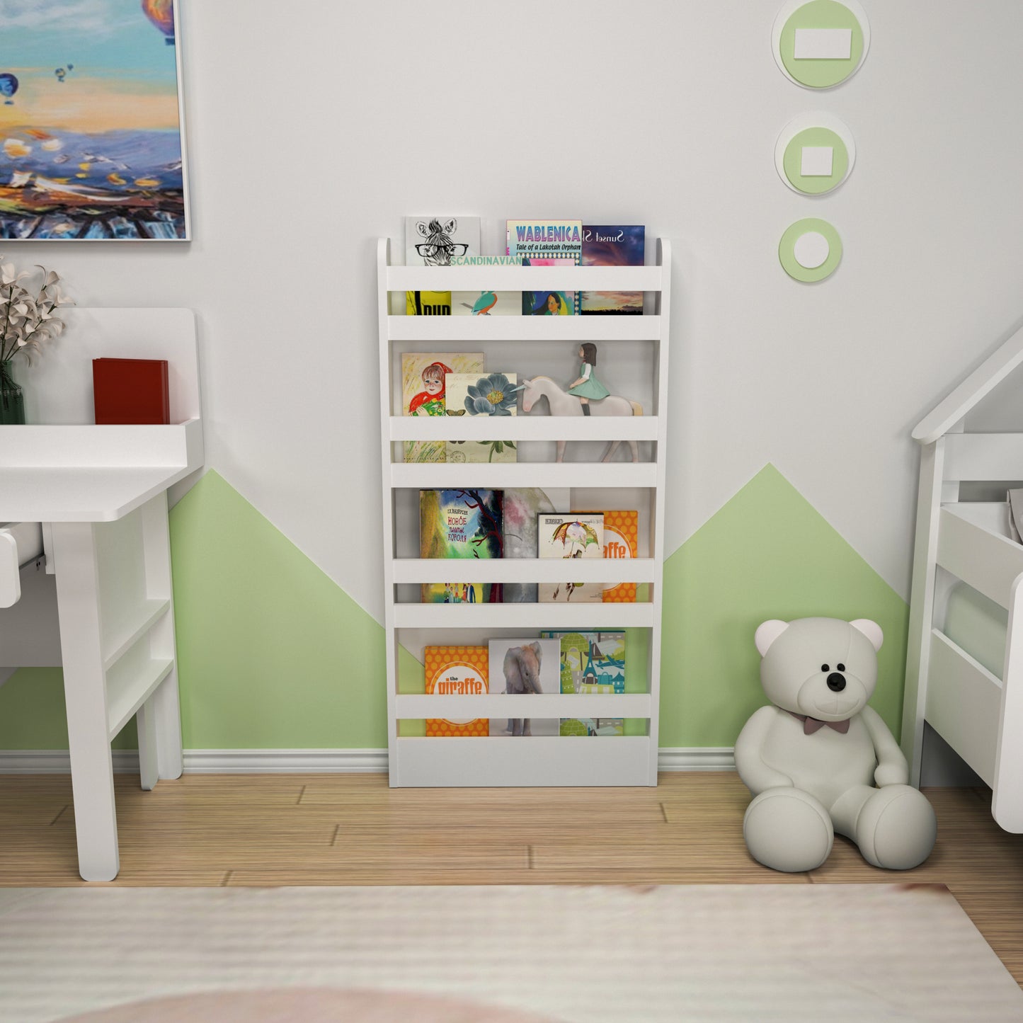Ilaria 4 Tier Montessori Kids Bookshelf Shelving Unit
