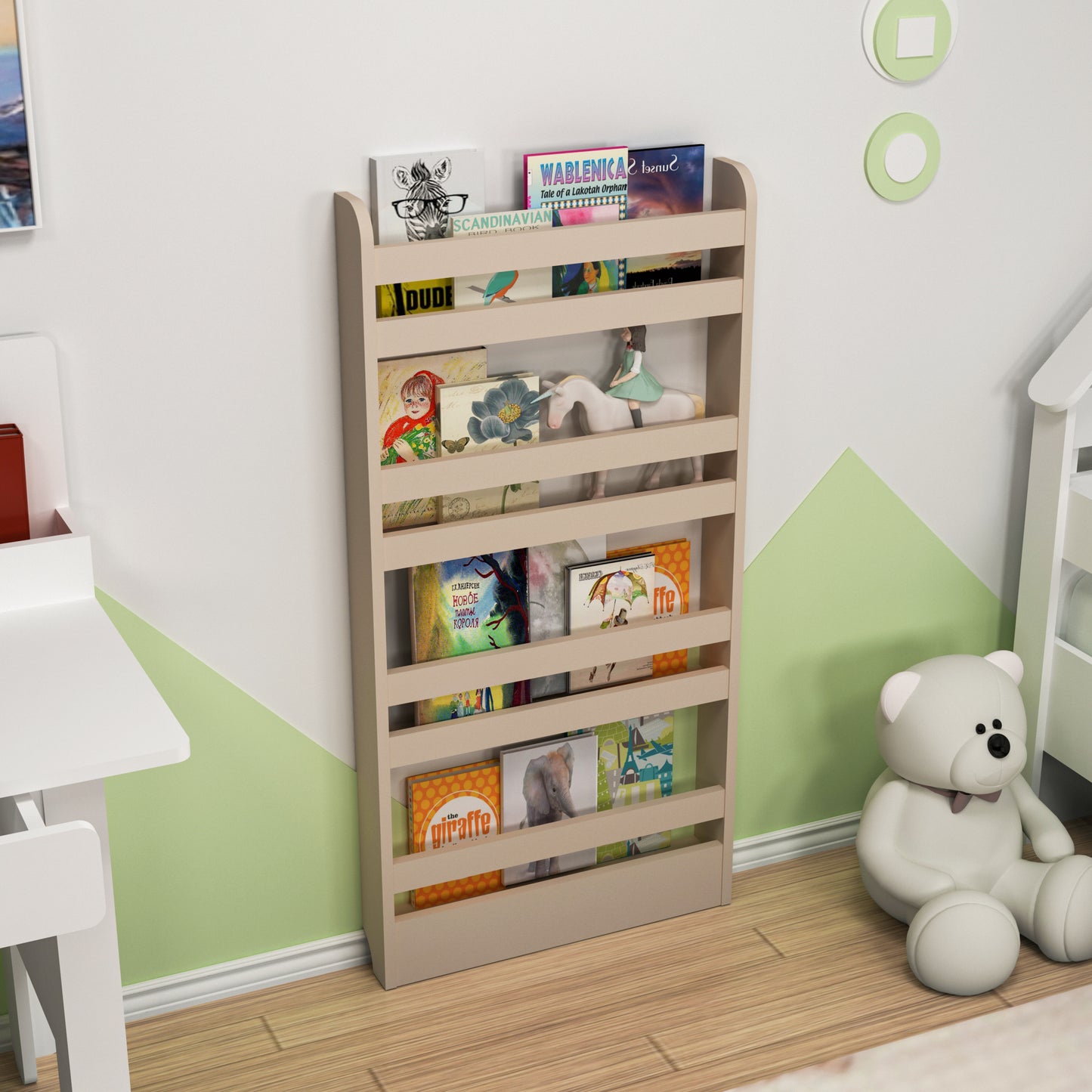 Ilaria 4 Tier Montessori Kids Bookshelf Shelving Unit