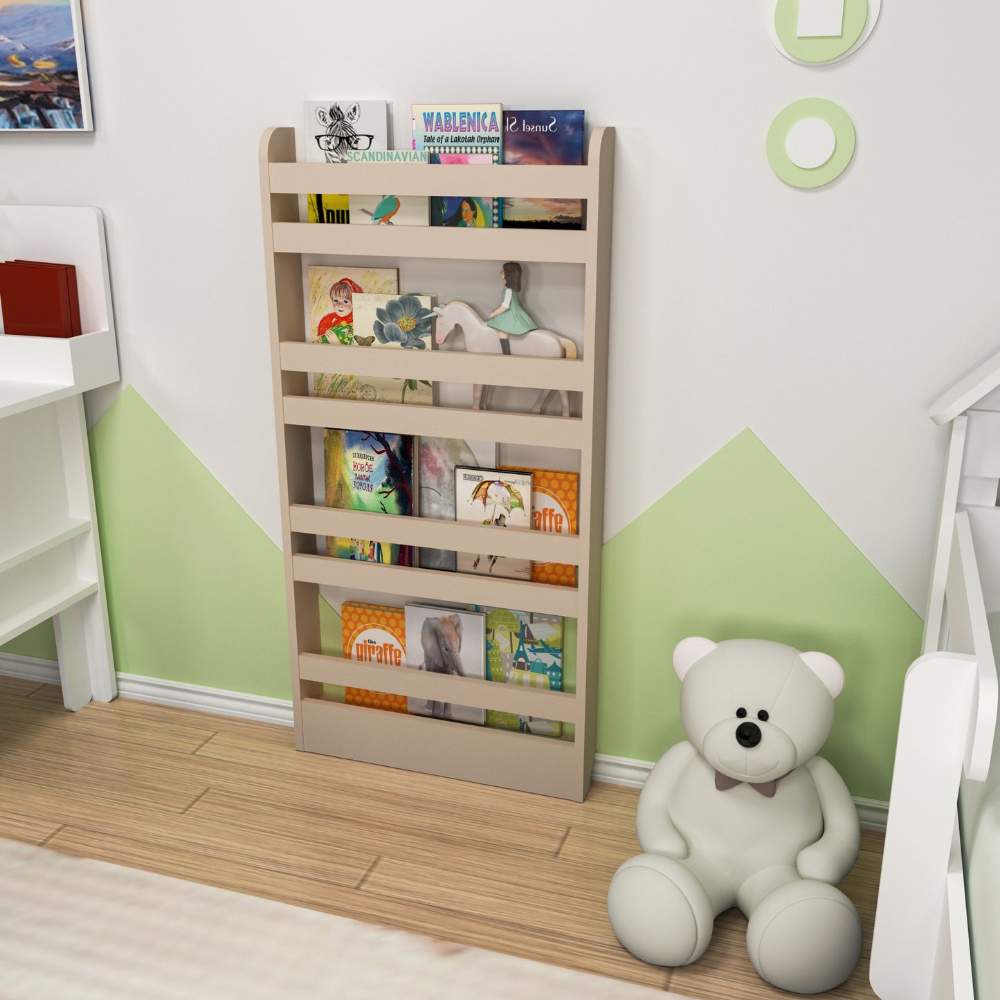 Ilaria 4 Tier Montessori Kids Bookshelf Shelving Unit