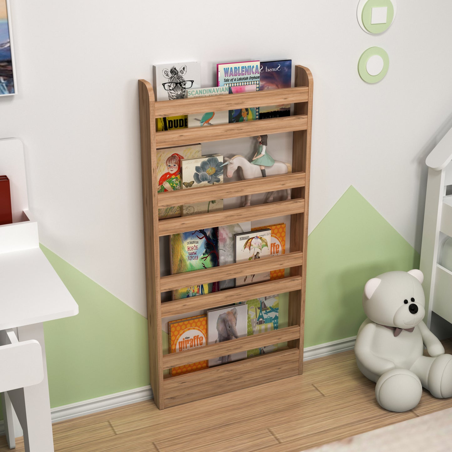 Ilaria 4 Tier Montessori Kids Bookshelf Shelving Unit