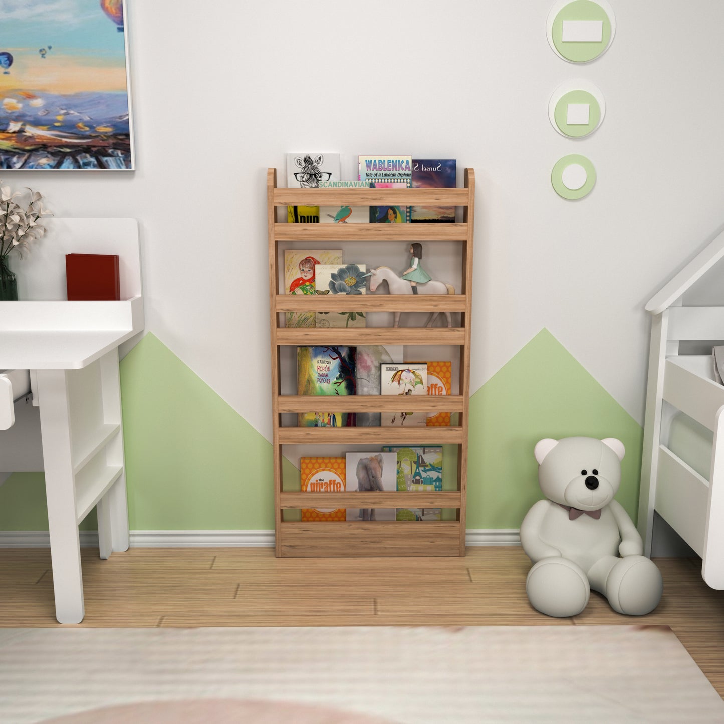 Ilaria 4 Tier Montessori Kids Bookshelf Shelving Unit
