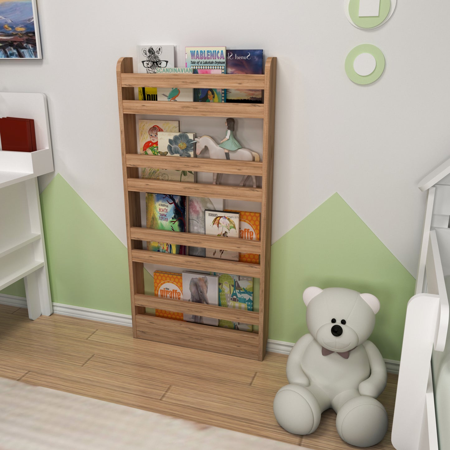 Ilaria 4 Tier Montessori Kids Bookshelf Shelving Unit