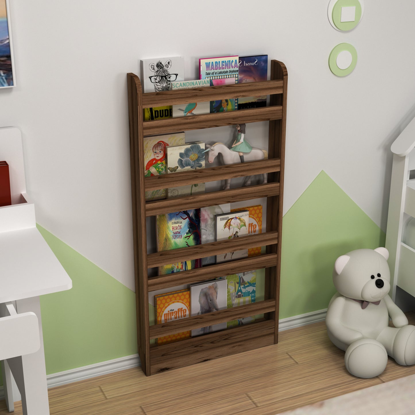 Ilaria 4 Tier Montessori Kids Bookshelf Shelving Unit