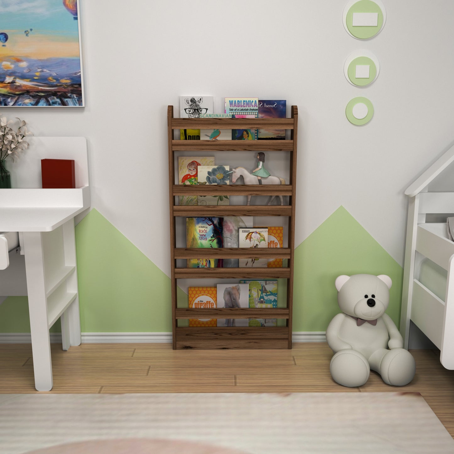 Ilaria 4 Tier Montessori Kids Bookshelf Shelving Unit