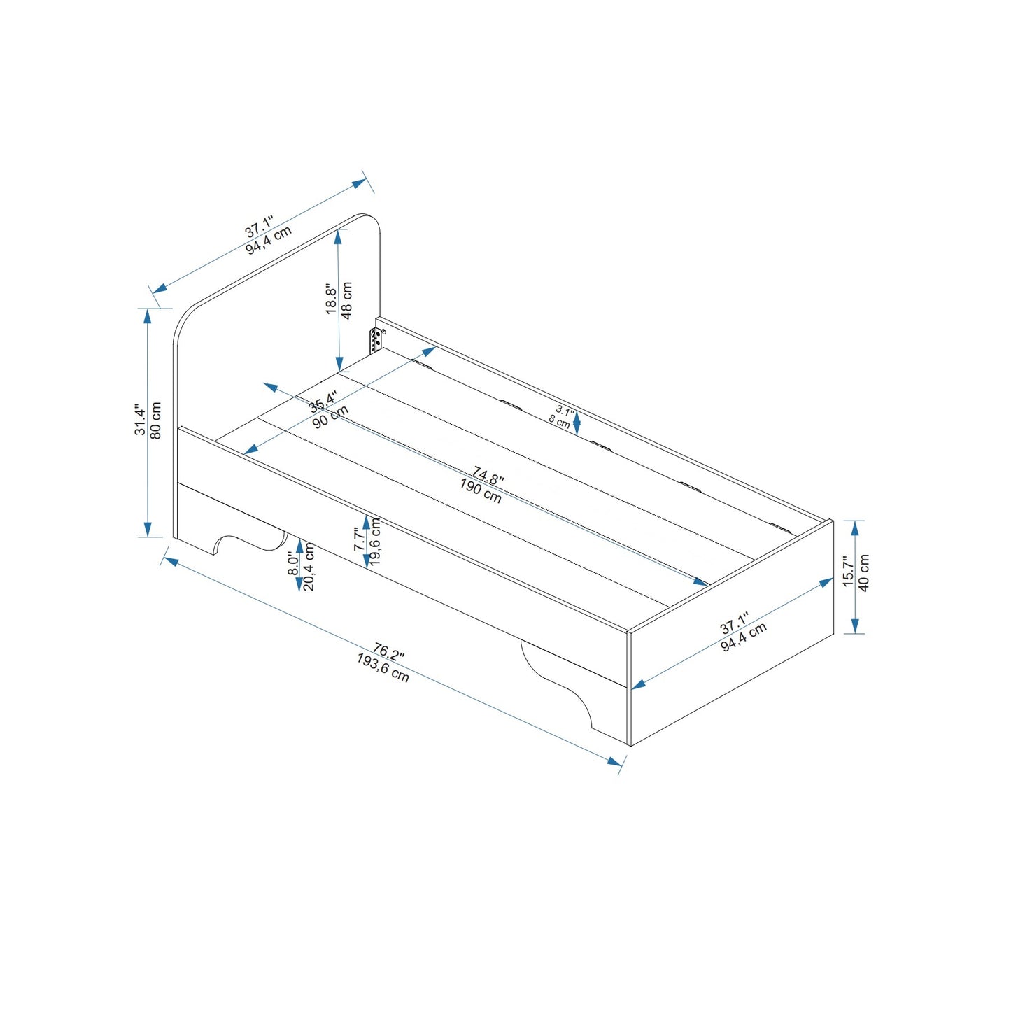 Luses Bedstead Bed Frame with Headboard