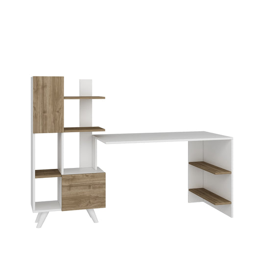 Computer Desk with Cabinet and Shelves Nicole