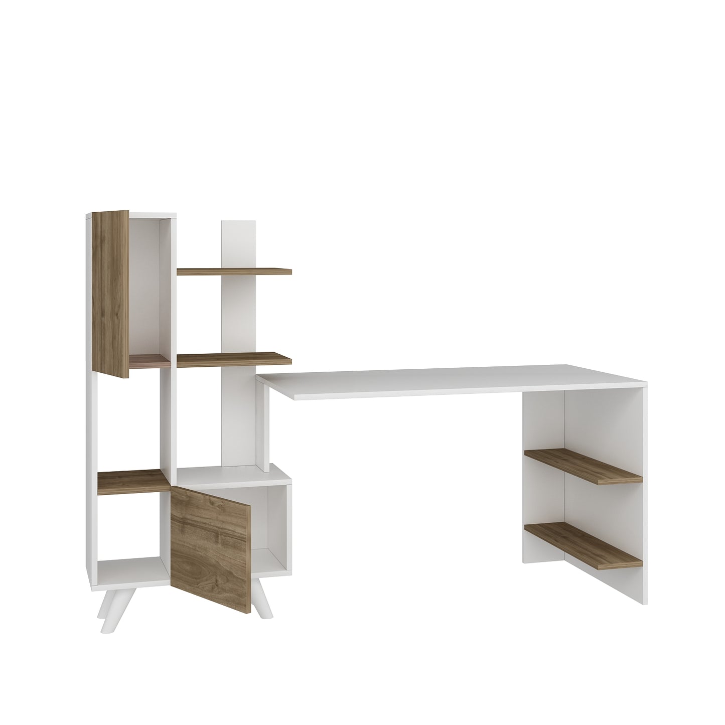 Computer Desk with Cabinet and Shelves Nicole