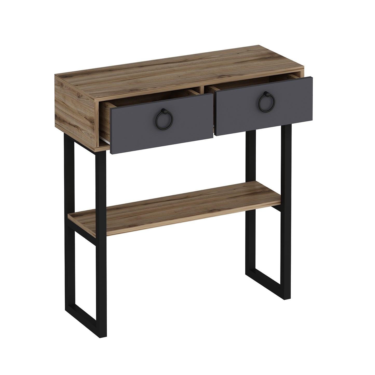 Console Table with Drawers and Shelf Stein Metal Manufacture Wood Dresuar