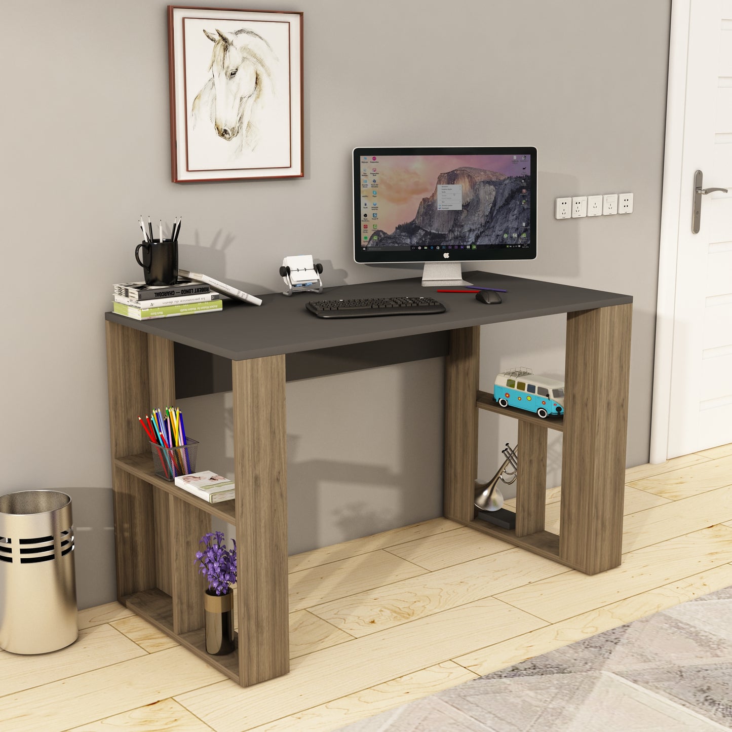 Ocean Computer Desk with Shelves