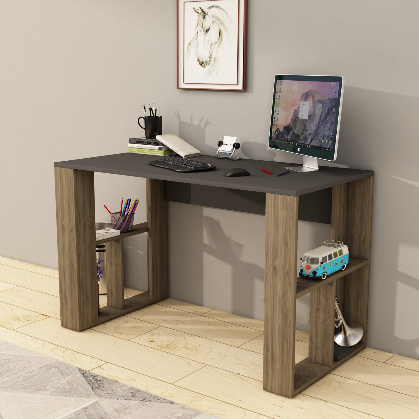 Ocean Computer Desk with Shelves