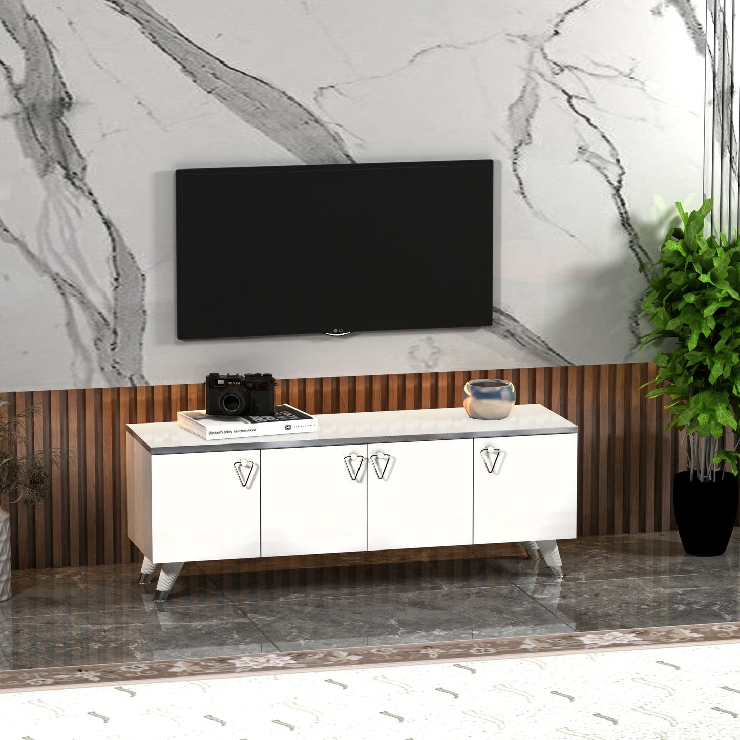 Raine TV Stand and Media Console with Cabinets