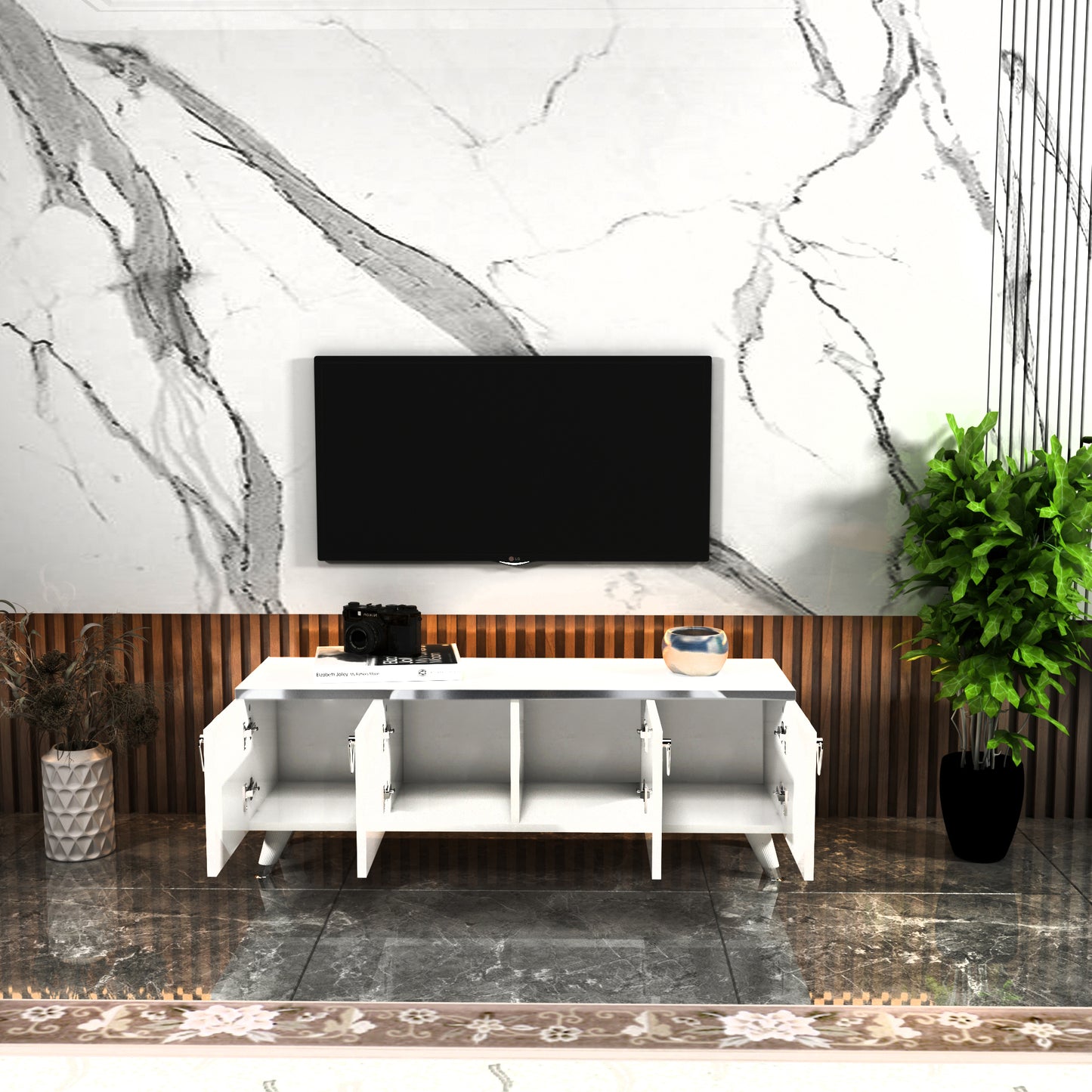 Raine TV Stand and Media Console with Cabinets