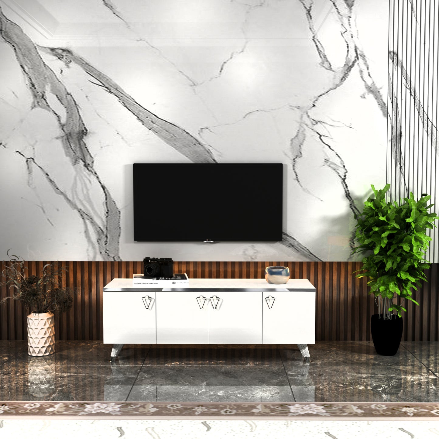Raine TV Stand and Media Console with Cabinets