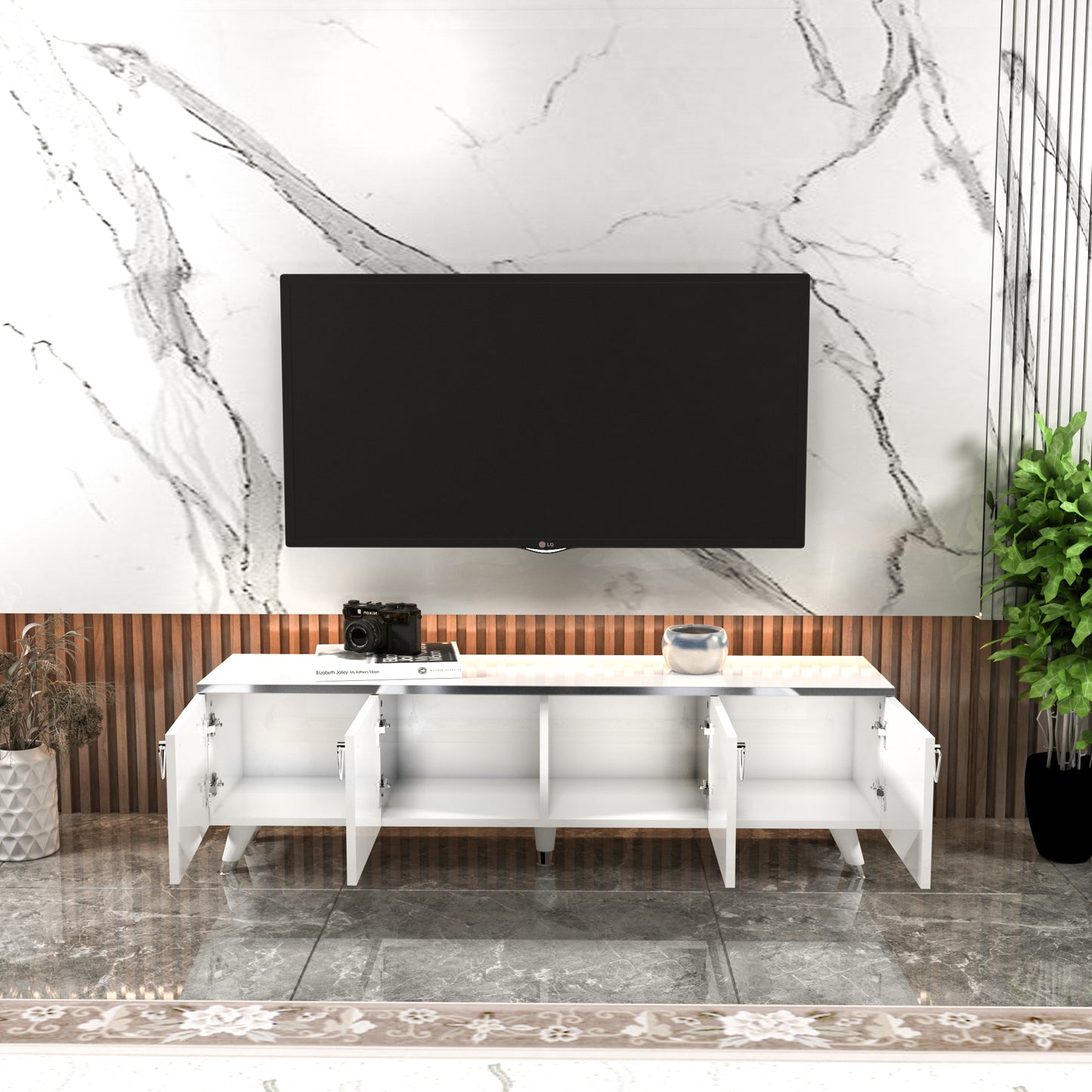 Raine TV Stand and Media Console with Cabinets