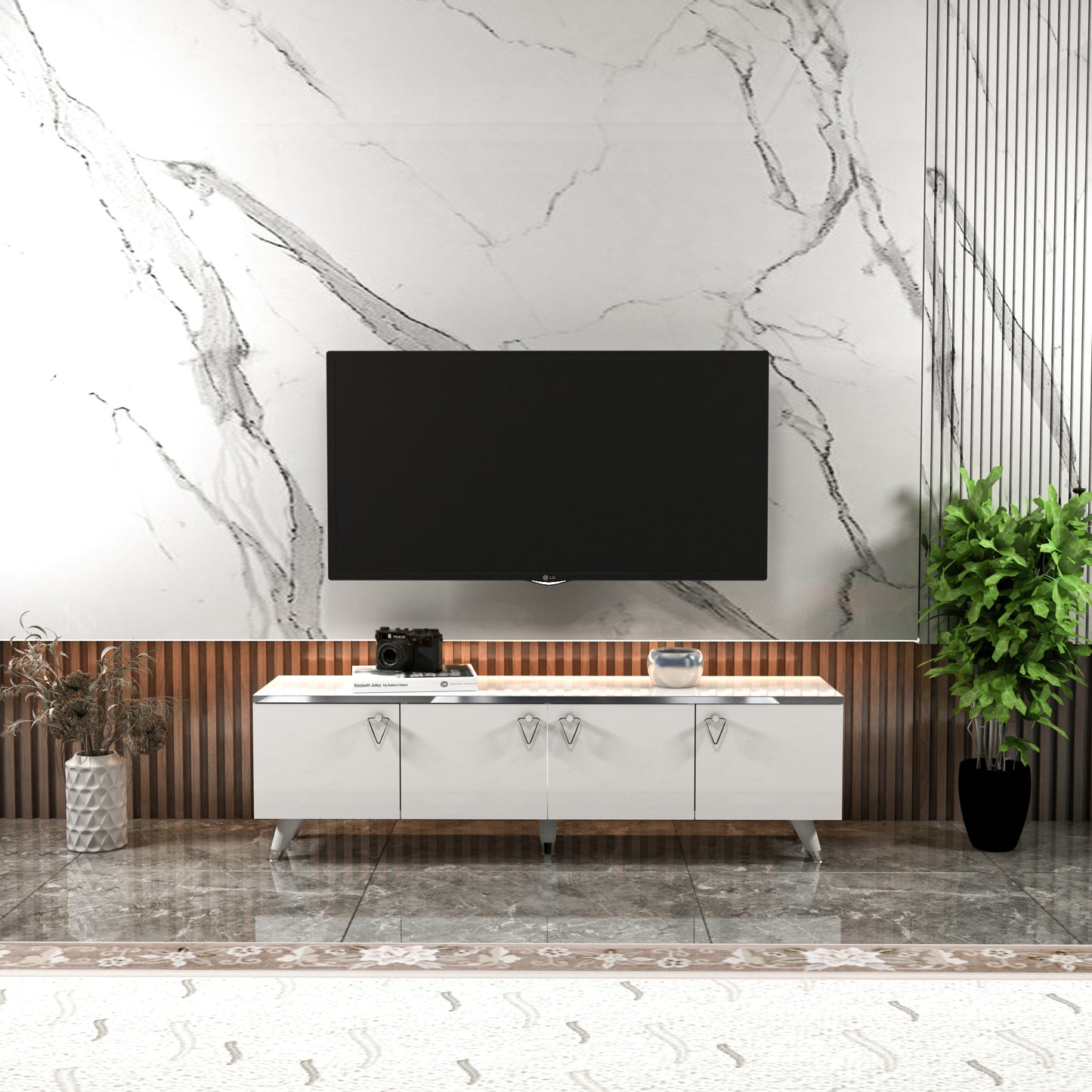 Raine TV Stand and Media Console with Cabinets