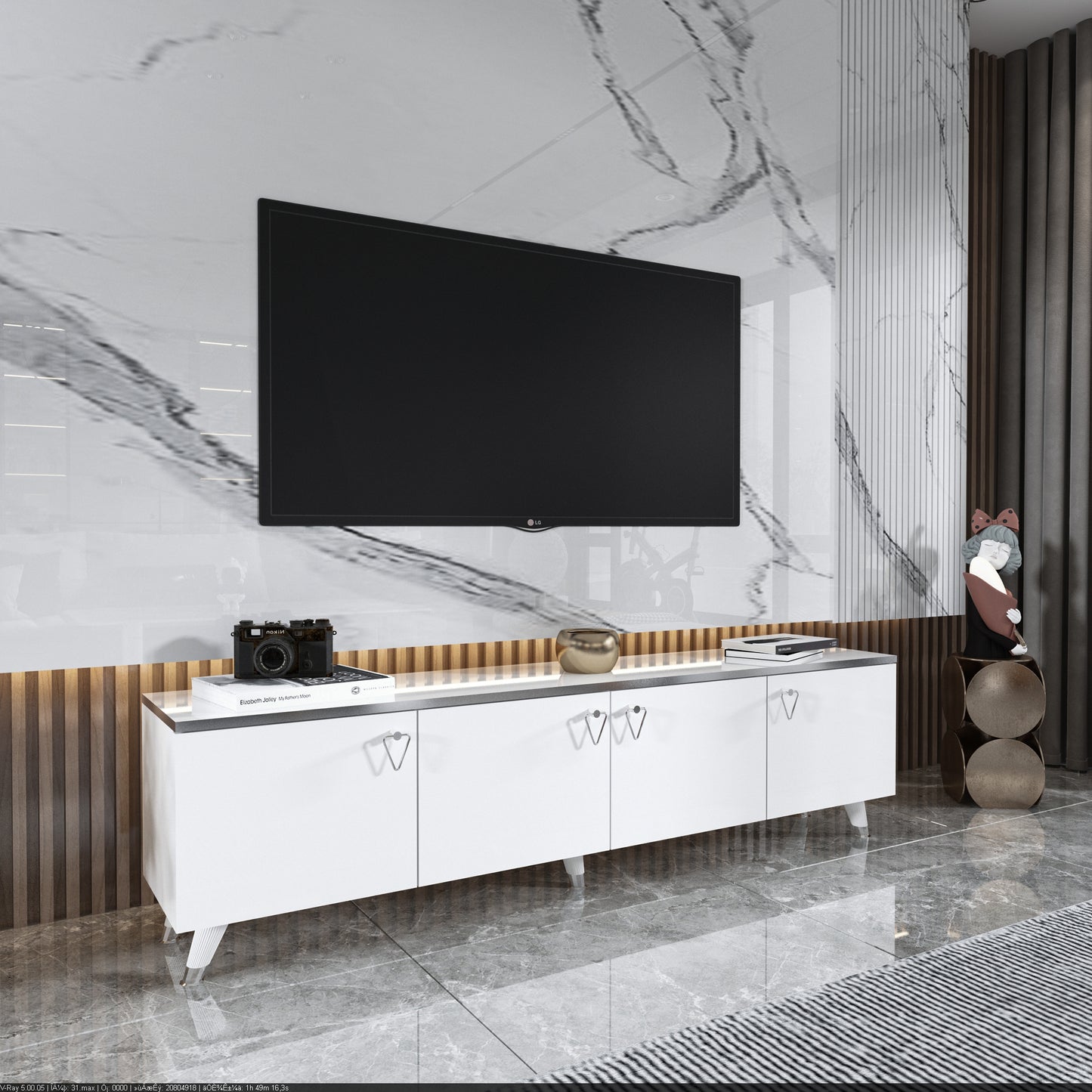 Raine TV Stand and Media Console with Cabinets