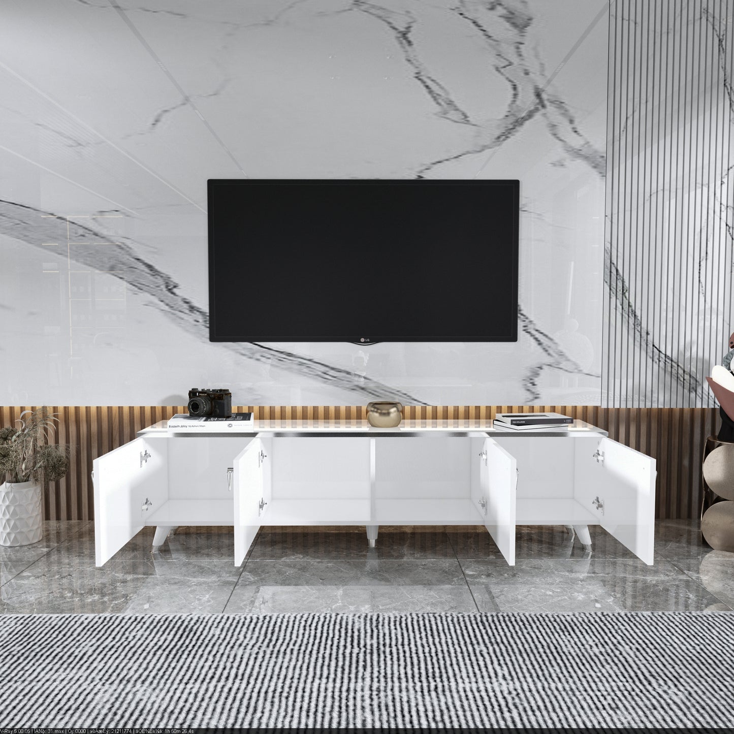 Raine TV Stand and Media Console with Cabinets