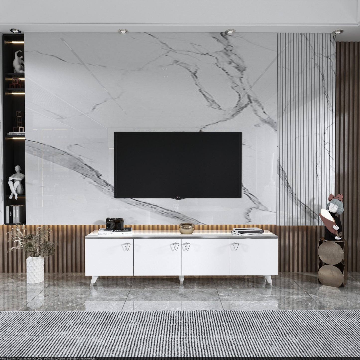 Raine TV Stand and Media Console with Cabinets