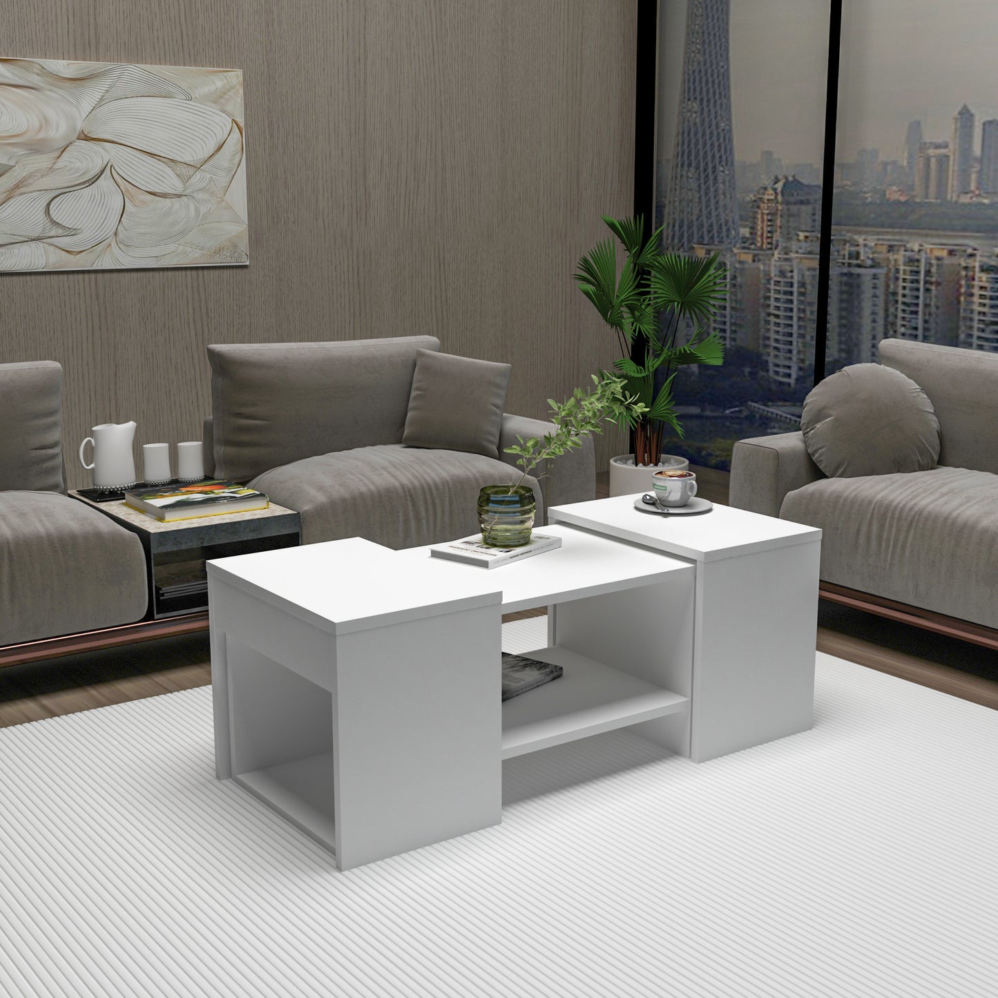 Irene Nesting Coffee Table with Storage Shelves (Set of 3)