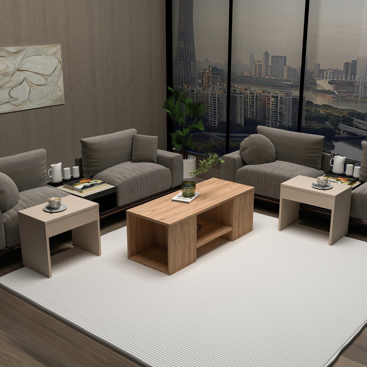 Irene Nesting Coffee Table with Storage Shelves (Set of 3)