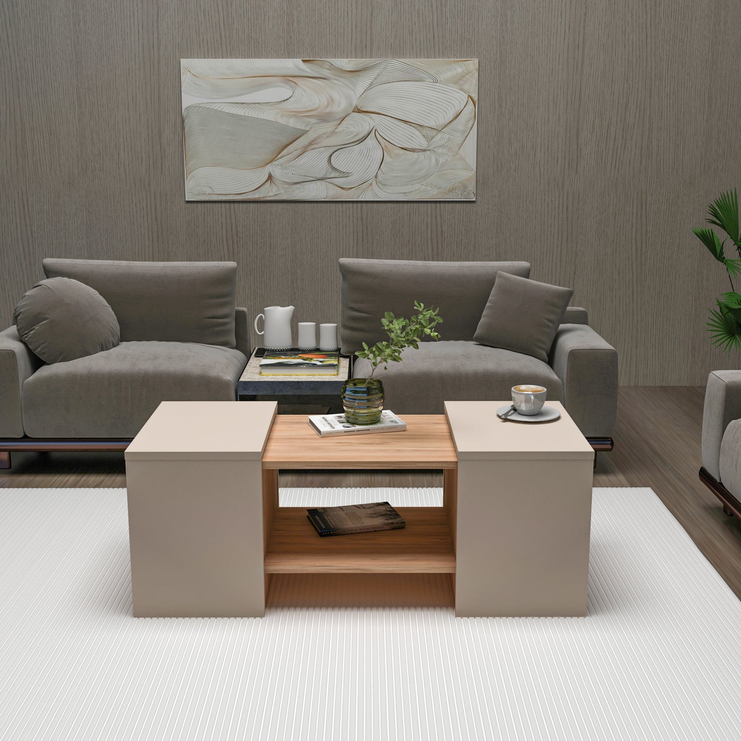 Nesting Coffee Table with Storage Shelves (Set of 3) Irene