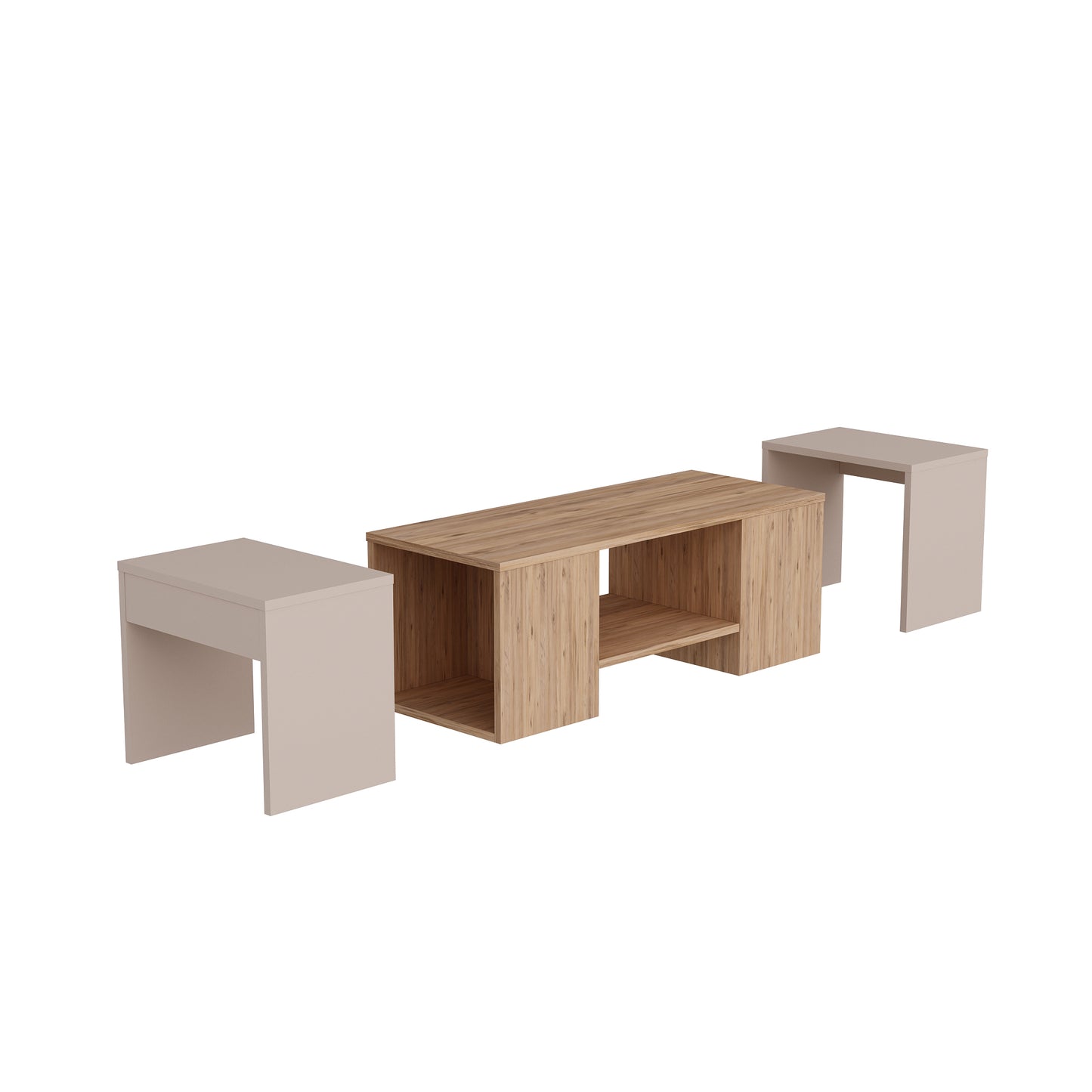 Irene Nesting Coffee Table with Storage Shelves (Set of 3)