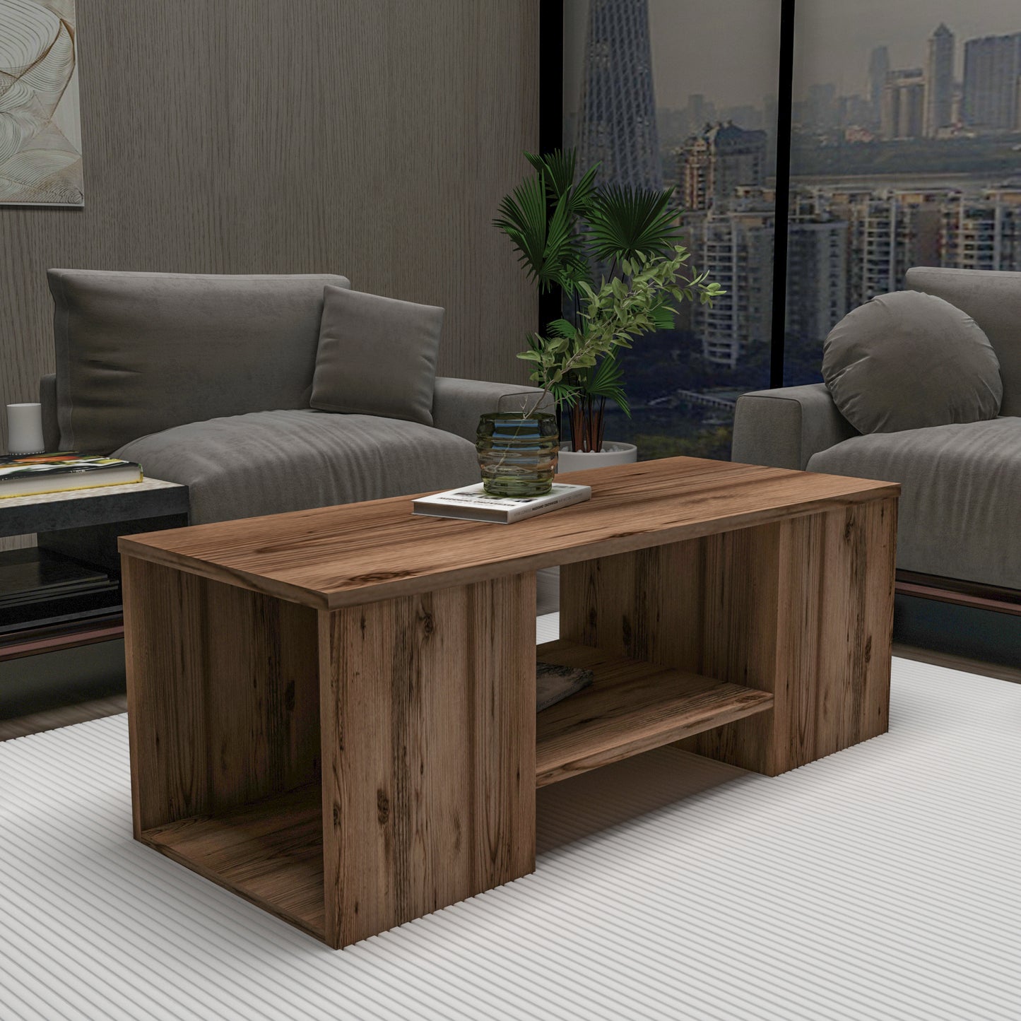 Irene Nesting Coffee Table with Storage Shelves (Set of 3)