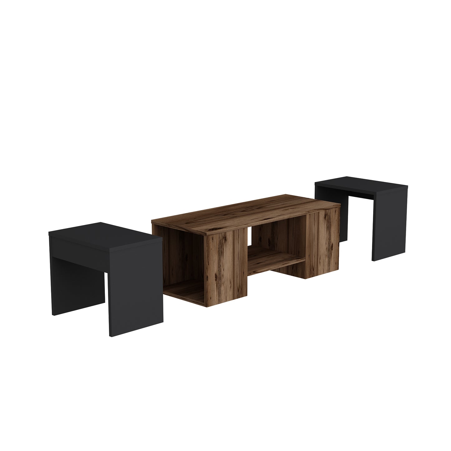 Irene Nesting Coffee Table with Storage Shelves (Set of 3)