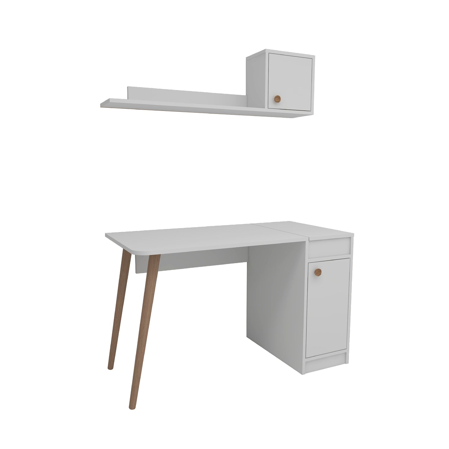 Roxane Computer Desk with Cabinets and Shelves