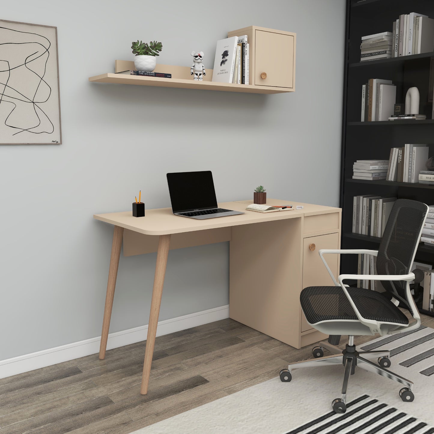 Roxane Computer Desk with Cabinets and Shelves