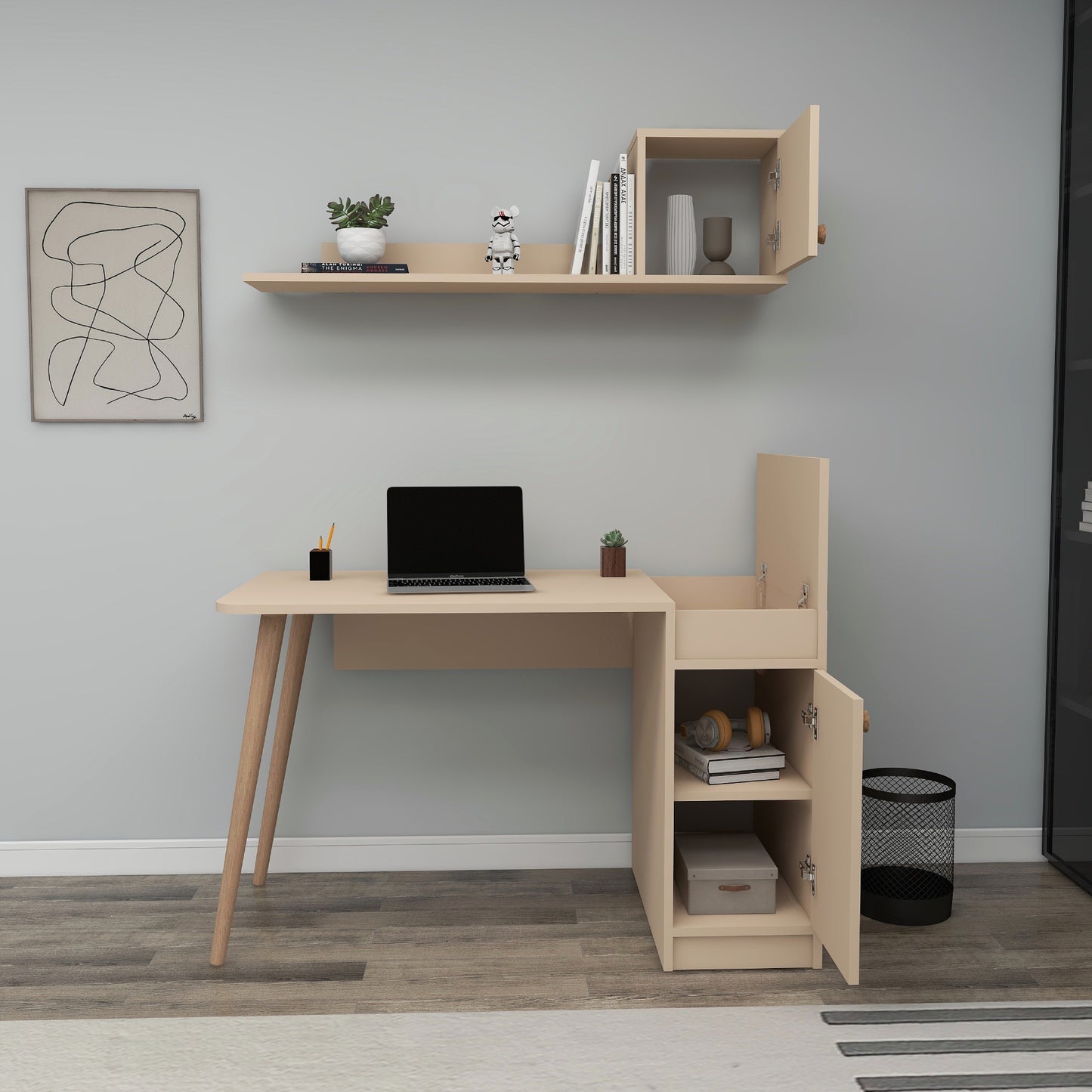 Roxane Computer Desk with Cabinets and Shelves
